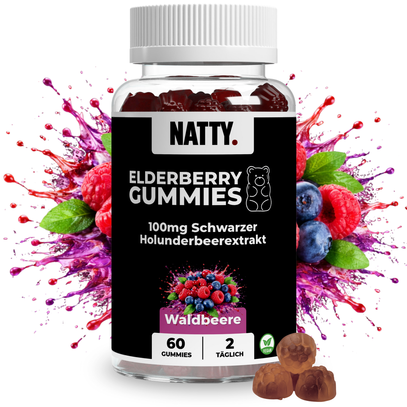 Vitamin C + Zink + Holunder Gummies - 60 Stück