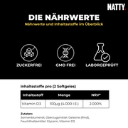 Vitamin D3 4000 IE Softgels - 180 Stück